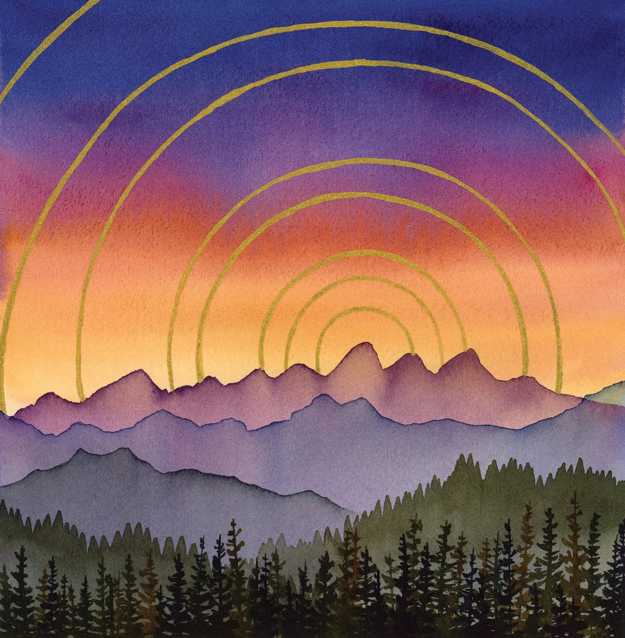 "Sunset in the Tetons" – Original Watercolor Painting Inspired by Grand Teton Mountains