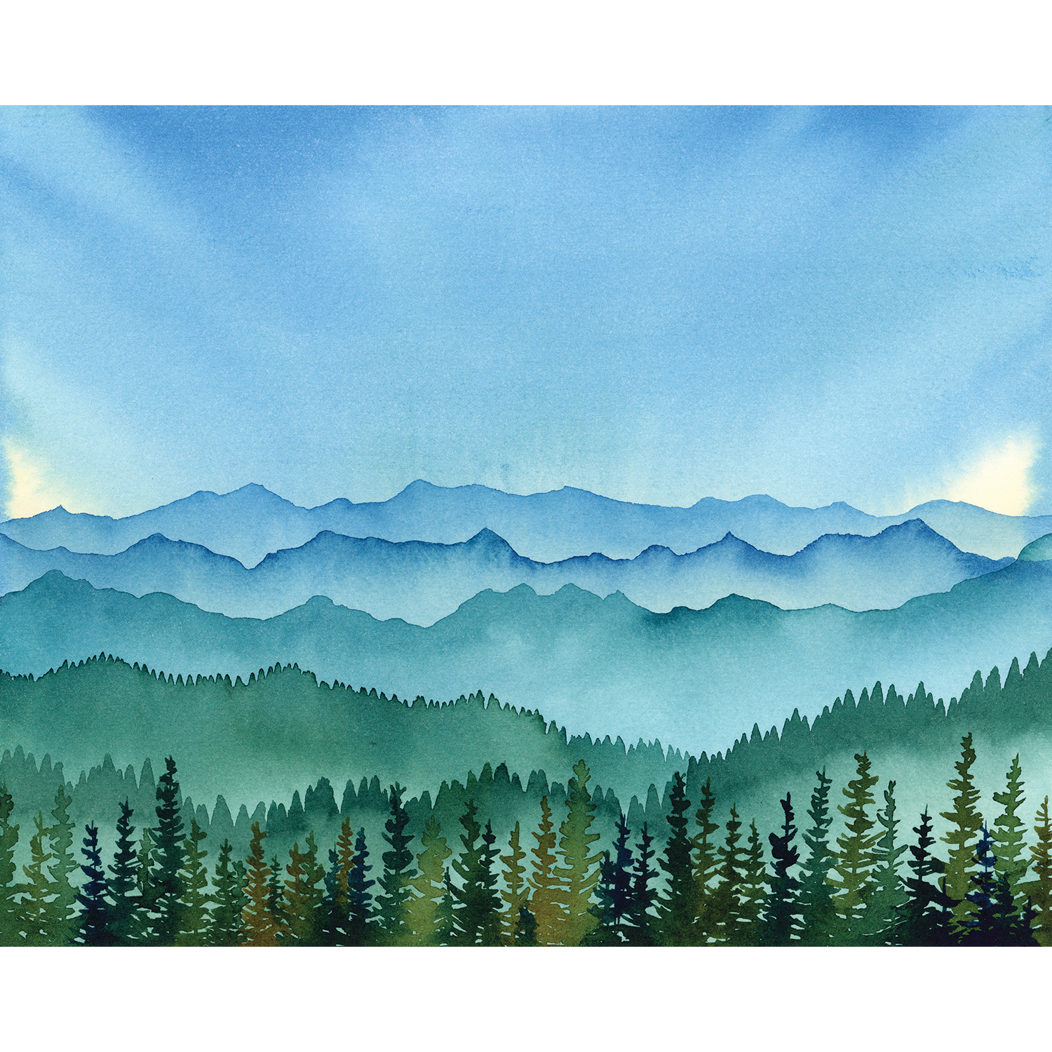 "June Layered Mountains" | Watercolor Mountain Original Art 8in x 10in