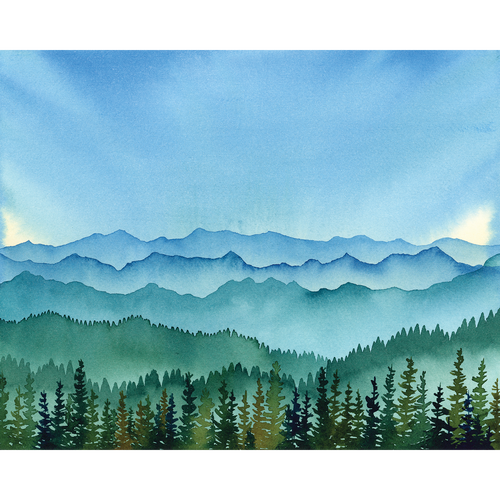 "June Layered Mountains" | Watercolor Mountain Original Art 8in x 10in