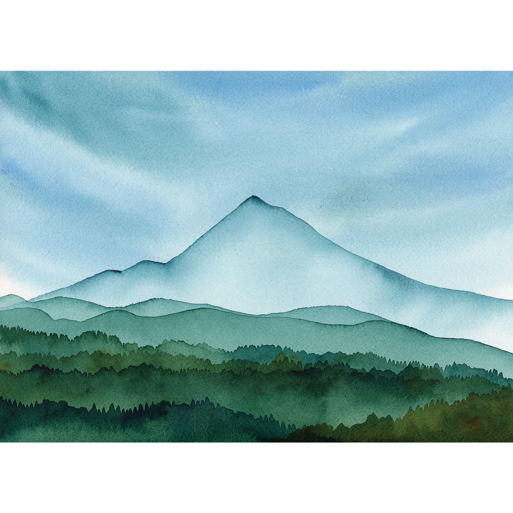 "Mt Hood Layers" | Watercolor Mountain Original Art 9in x 12in | Matted