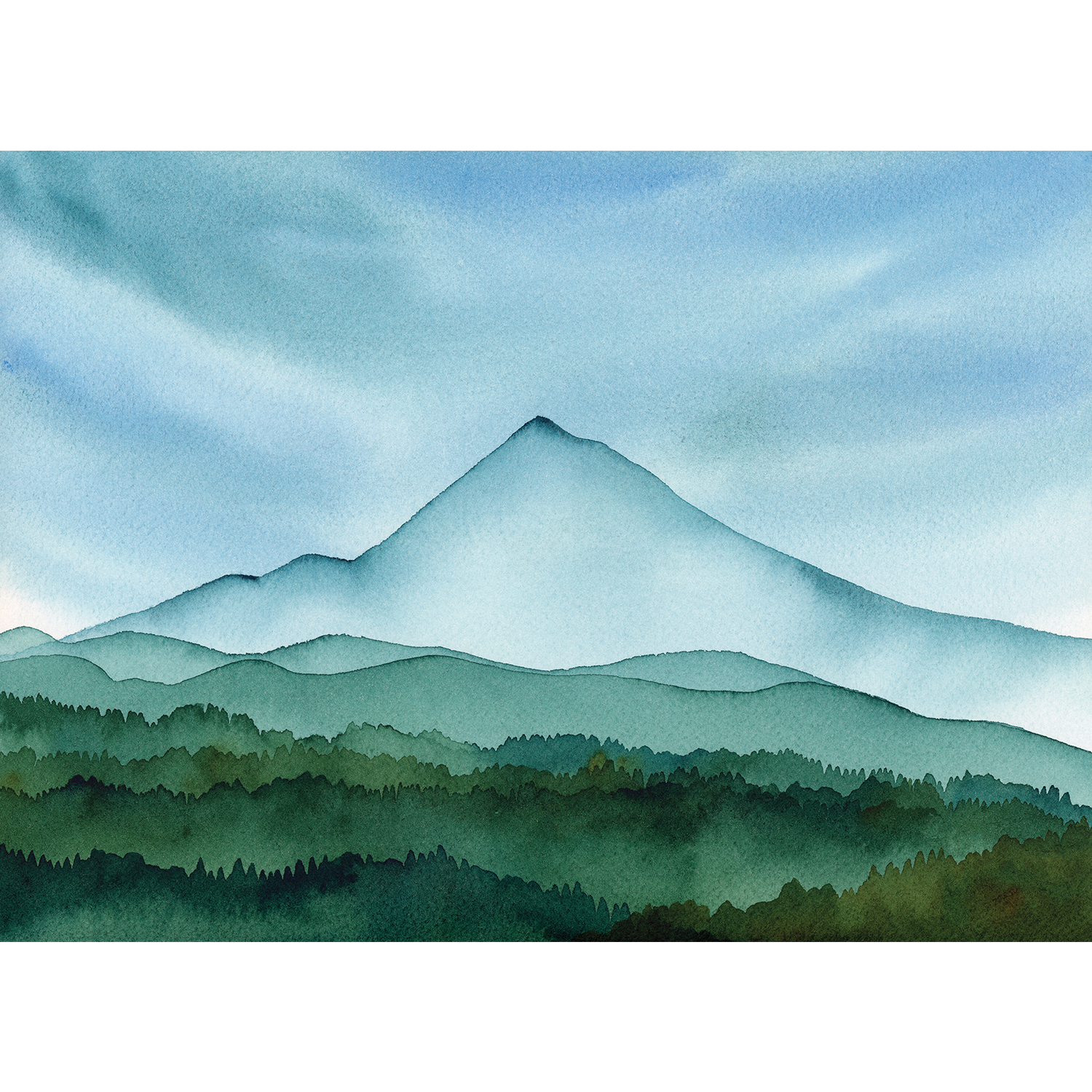 "Mt Hood Layers" | Watercolor Mountain Original Art 9in x 12in | Matted