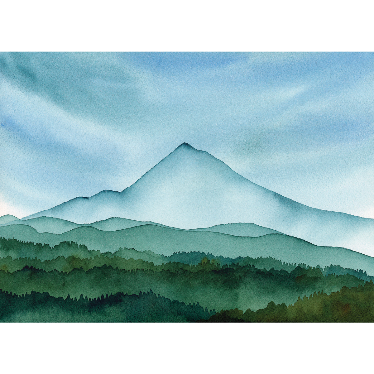 "Mt Hood Layers" | Watercolor Mountain Original Art 9in x 12in | Matted or Framed