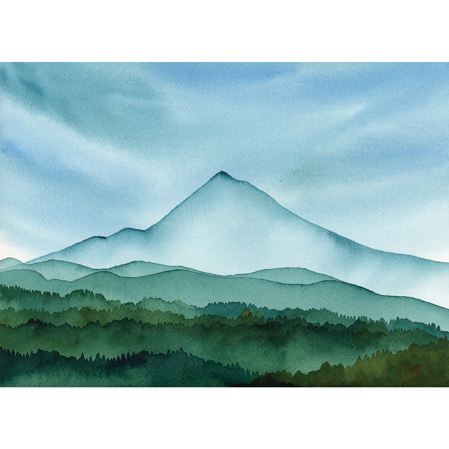 "Mt Hood Layers" | Watercolor Mountain Original Art 9in x 12in | Matted or Framed