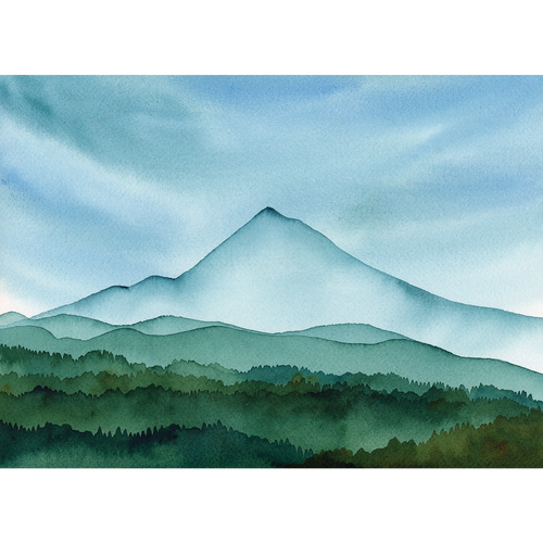 "Mt Hood Layers" | Watercolor Mountain Original Art 9in x 12in | Matted or Framed