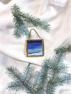 The Gift of Winter Blue Snowy Mountains (Framed Ornament)