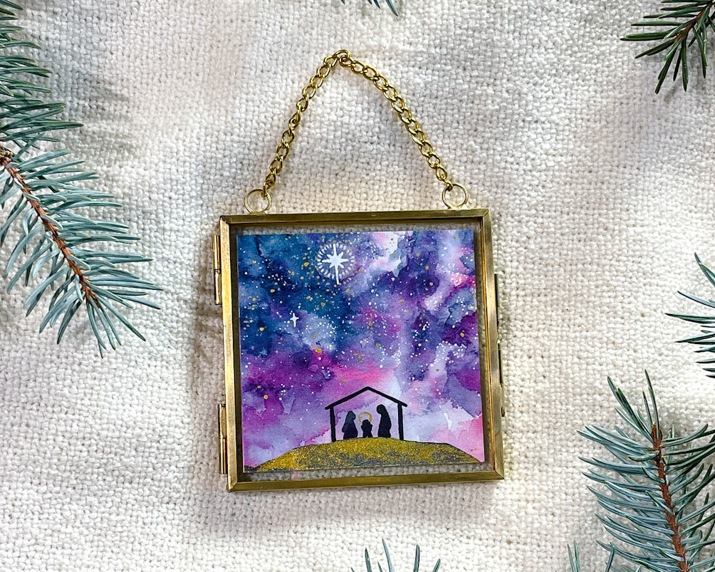 Oh Come Let Us Adore Him (Framed Ornament)