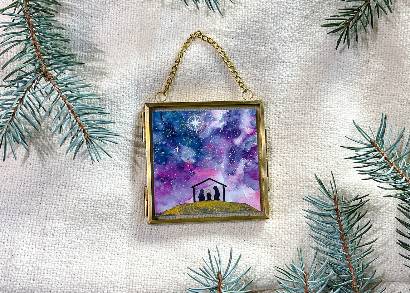Oh Come Let Us Adore Him (Framed Ornament)