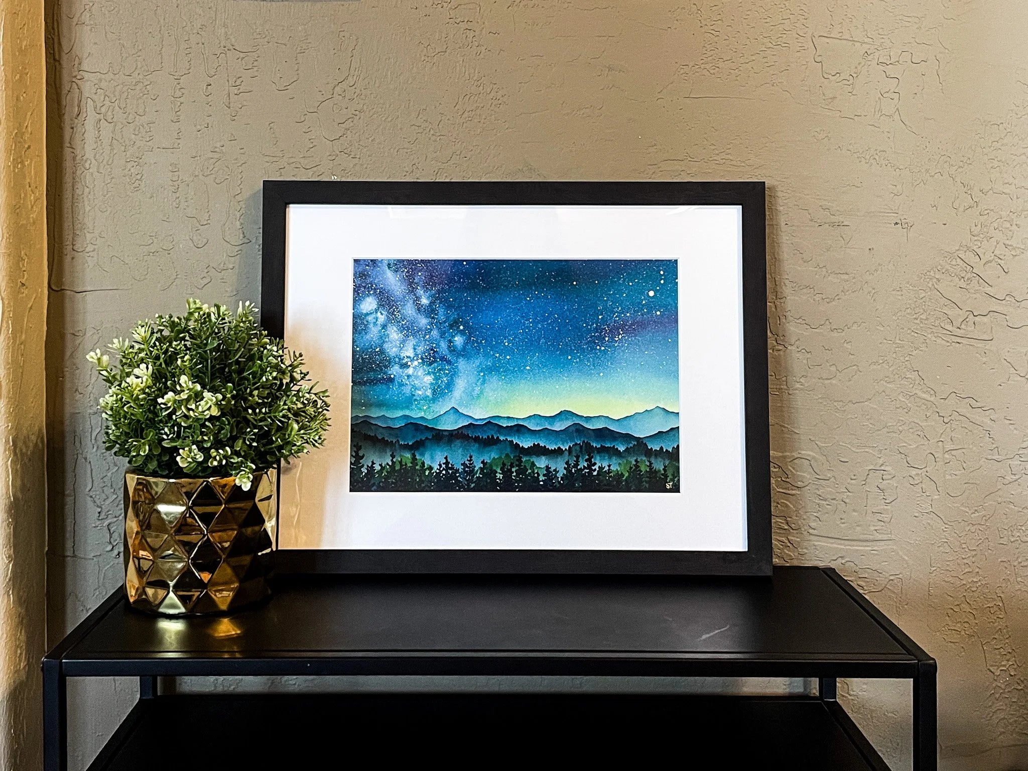 Mindful of the Stars - Mt. Sneffels Milky Way - Framed Original Watercolor Painting