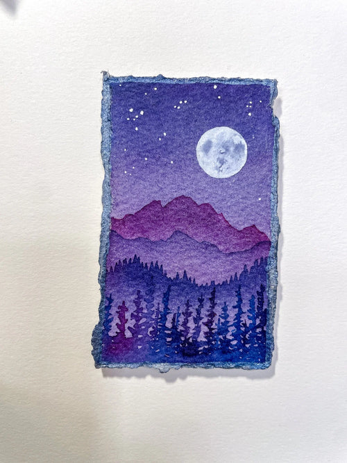 "A Lovely Moon" - Flecks of Gold Series - Original Watercolor Painting