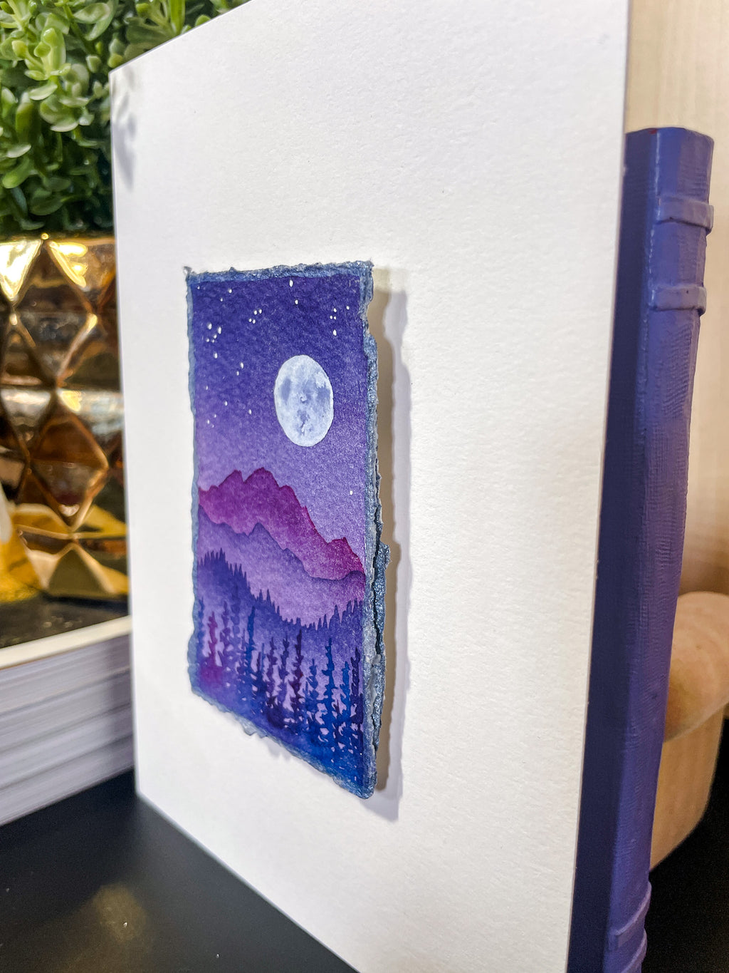 "A Lovely Moon" - Flecks of Gold Series - Original Watercolor Painting