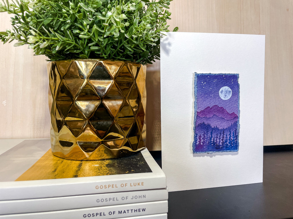 "A Lovely Moon" - Flecks of Gold Series - Original Watercolor Painting