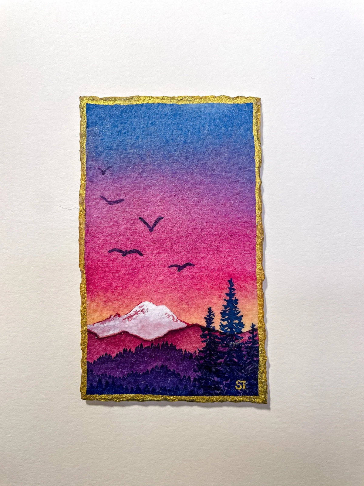 "Liberty" (Mt. Rainier Inspired) - Flecks of Gold Series - Original Watercolor Painting