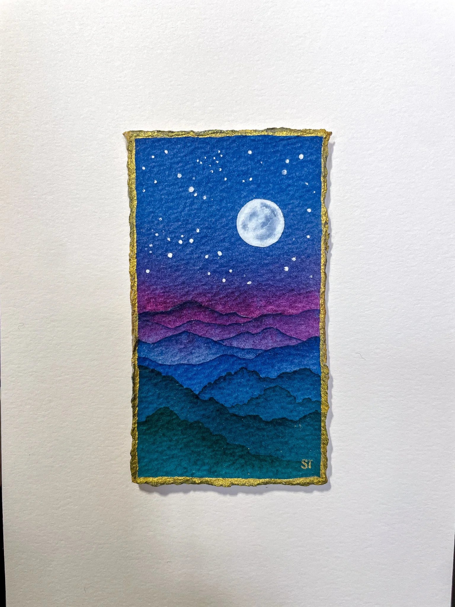 "Steadfast" (Blue Ridge Inspired) - Flecks of Gold Series - Original Watercolor Painting