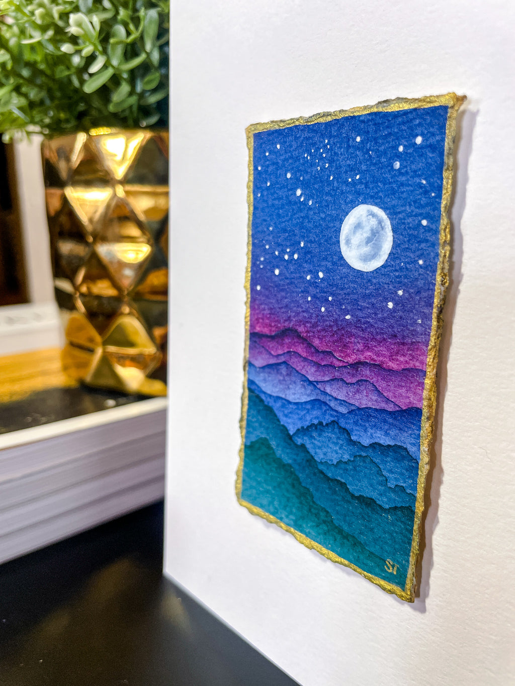 "Steadfast" (Blue Ridge Inspired) - Flecks of Gold Series - Original Watercolor Painting