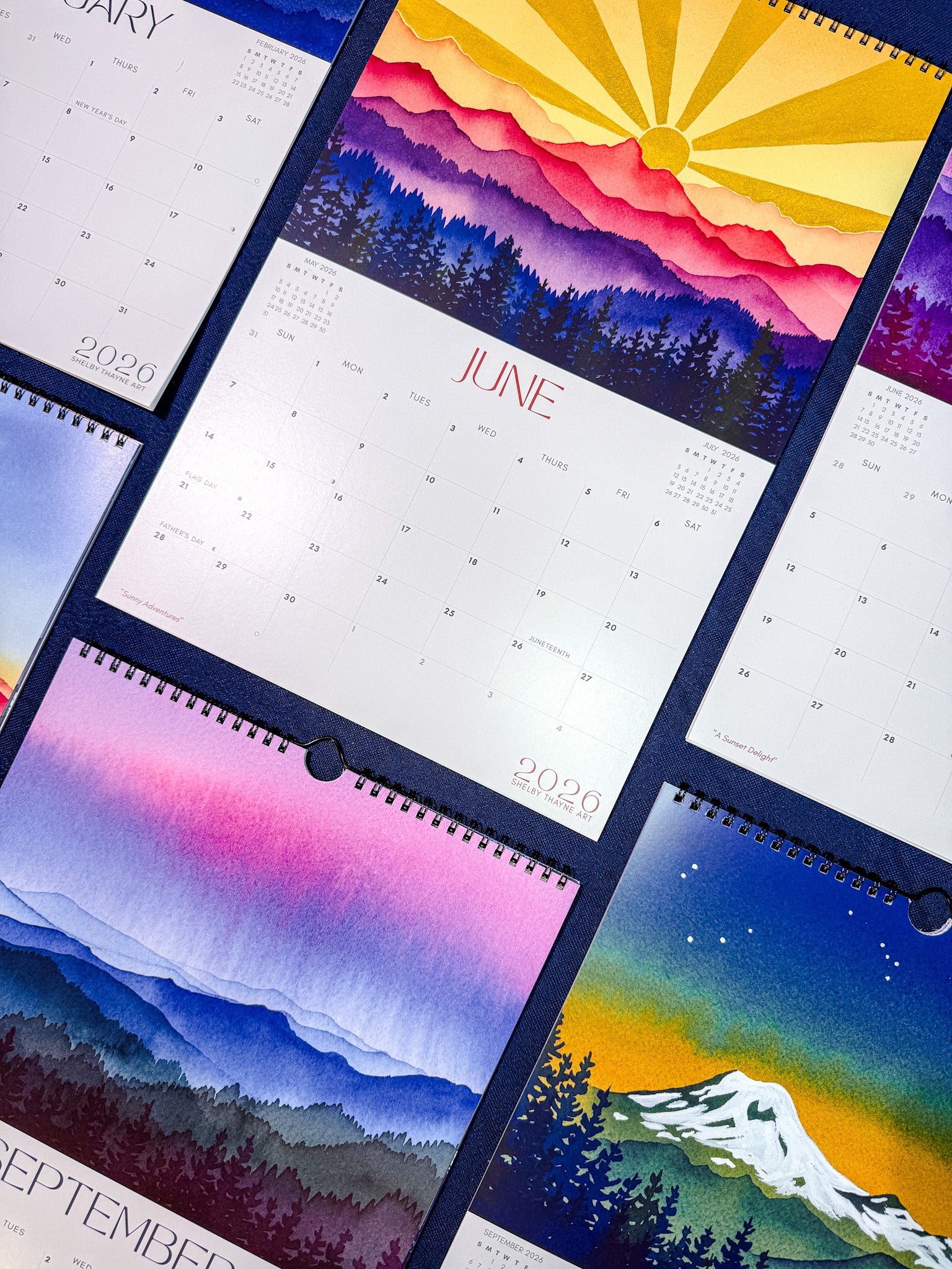 2026 Mountain Art Calendar | Watercolor Landscape Wall Decor