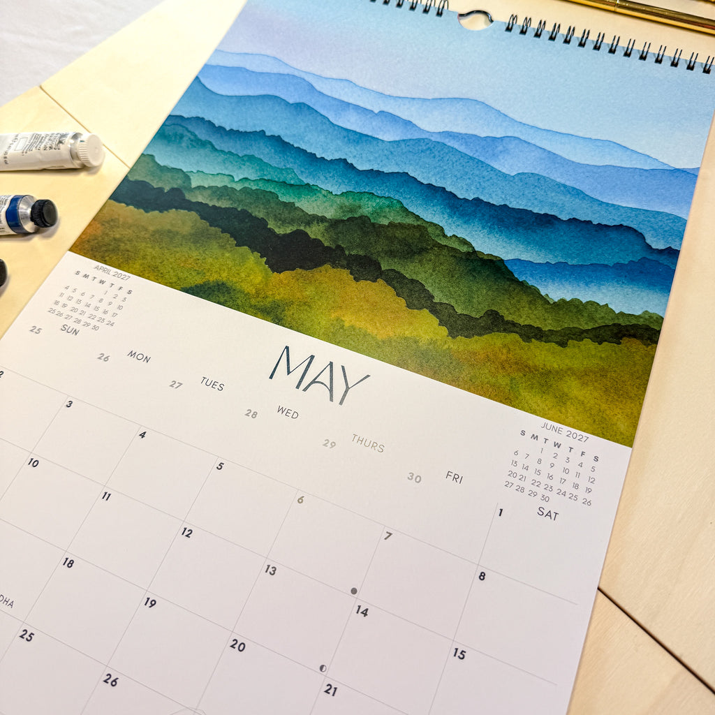 2027 Mountain Calendar — Watercolor Wall Art