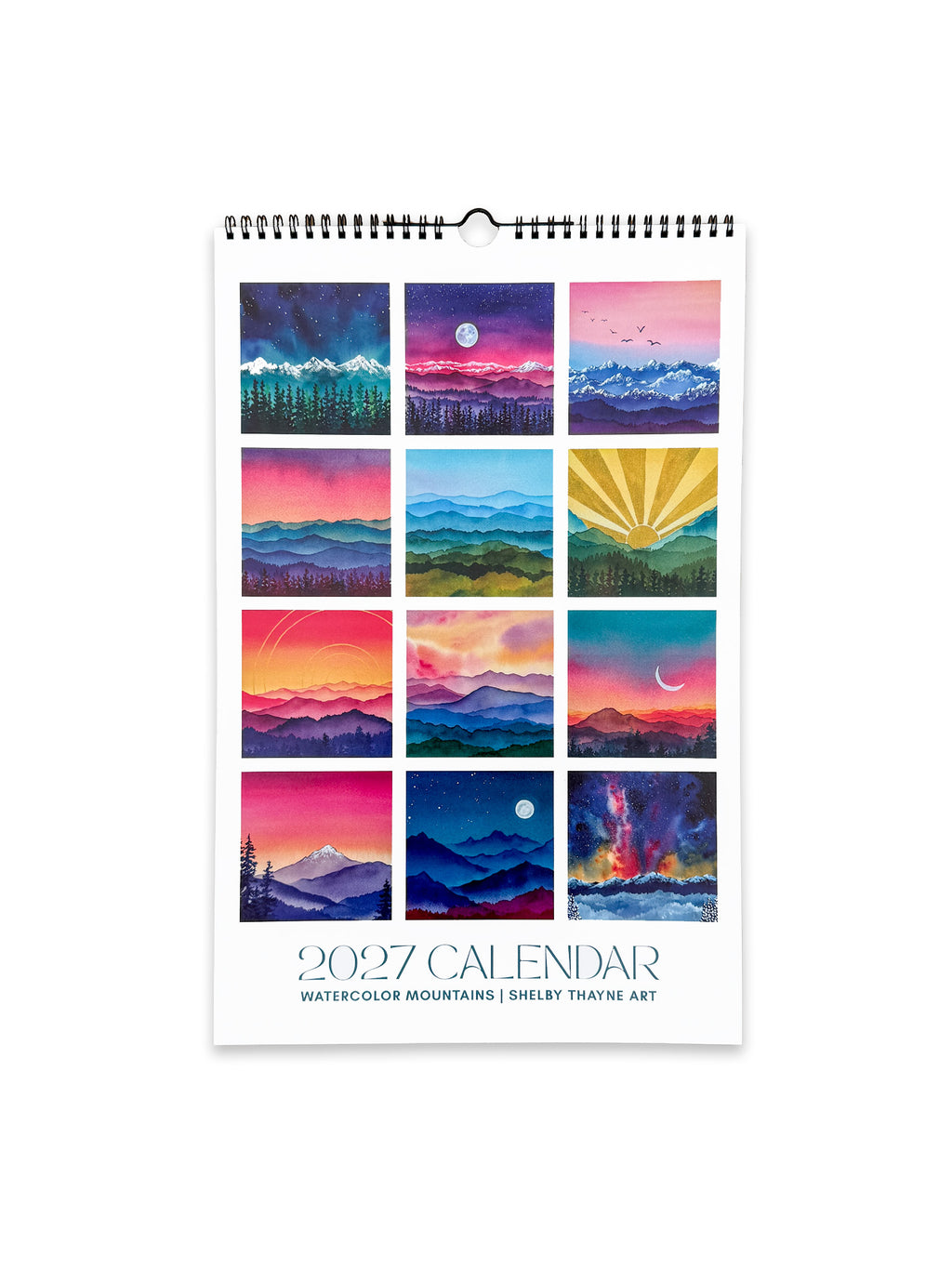 2027 Mountain Art Calendar | Watercolor Landscape Wall Decor