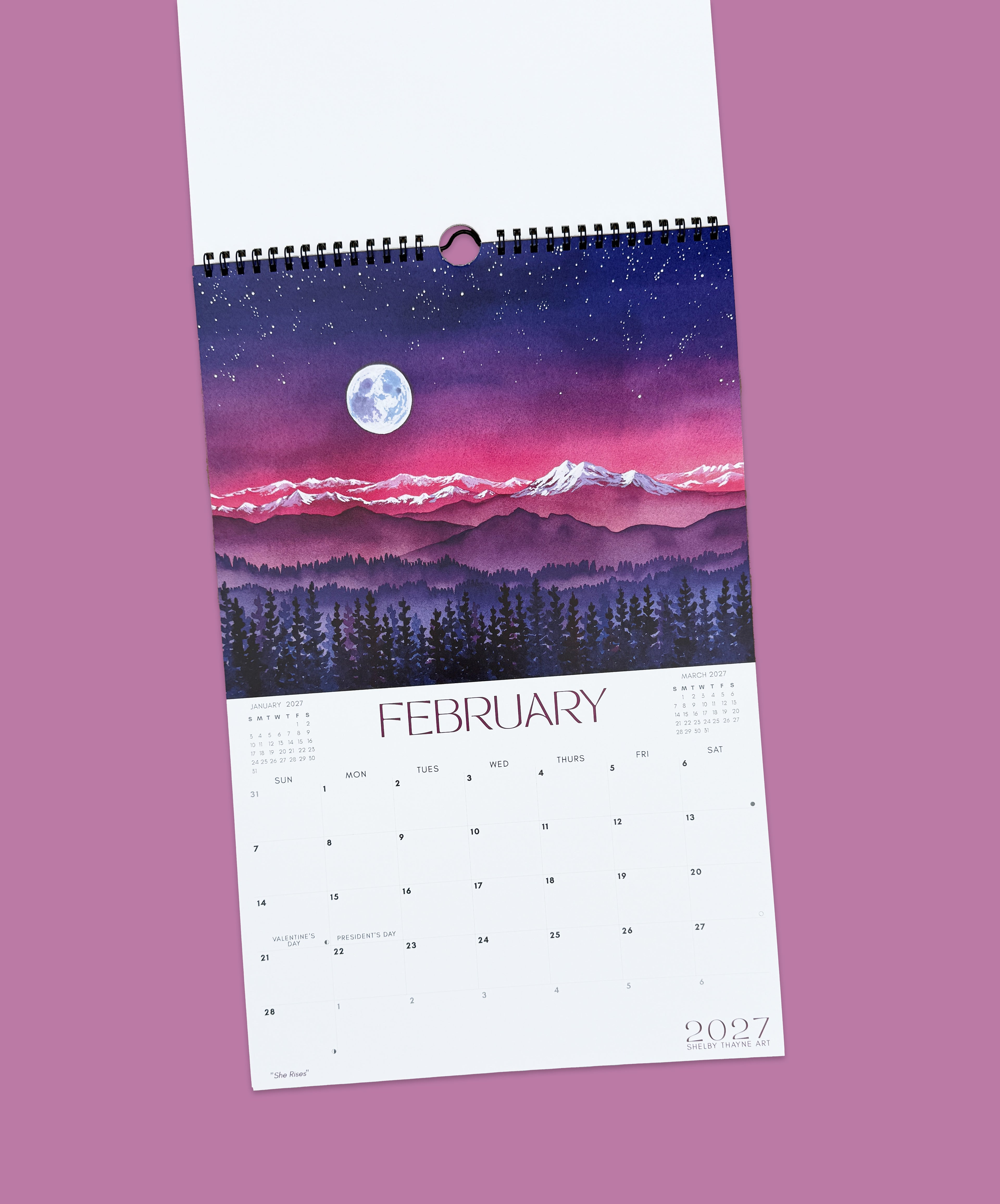 2027 Mountain Art Calendar | Watercolor Landscape Wall Decor