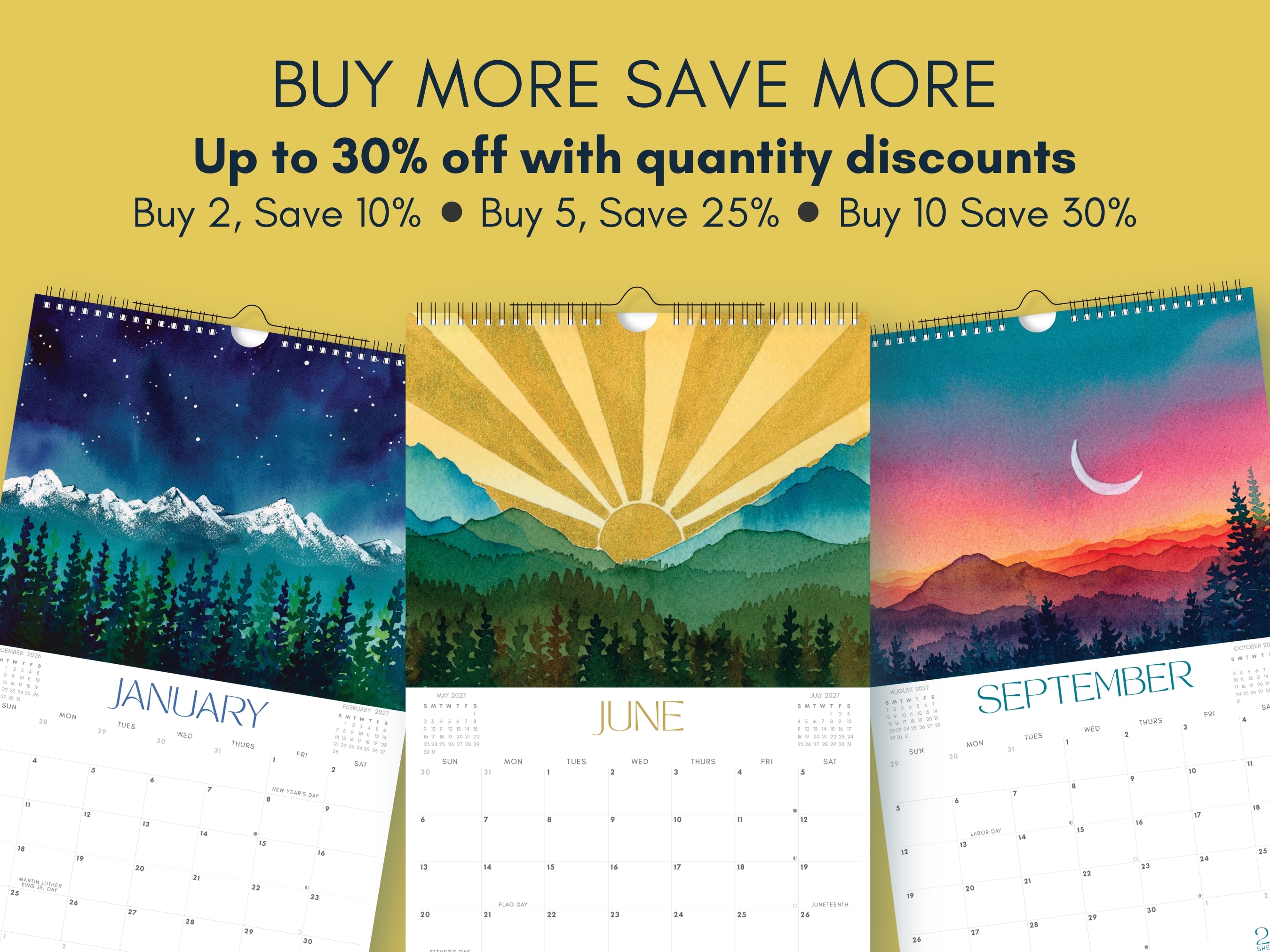 2027 Mountain Art Calendar | Watercolor Landscape Wall Decor