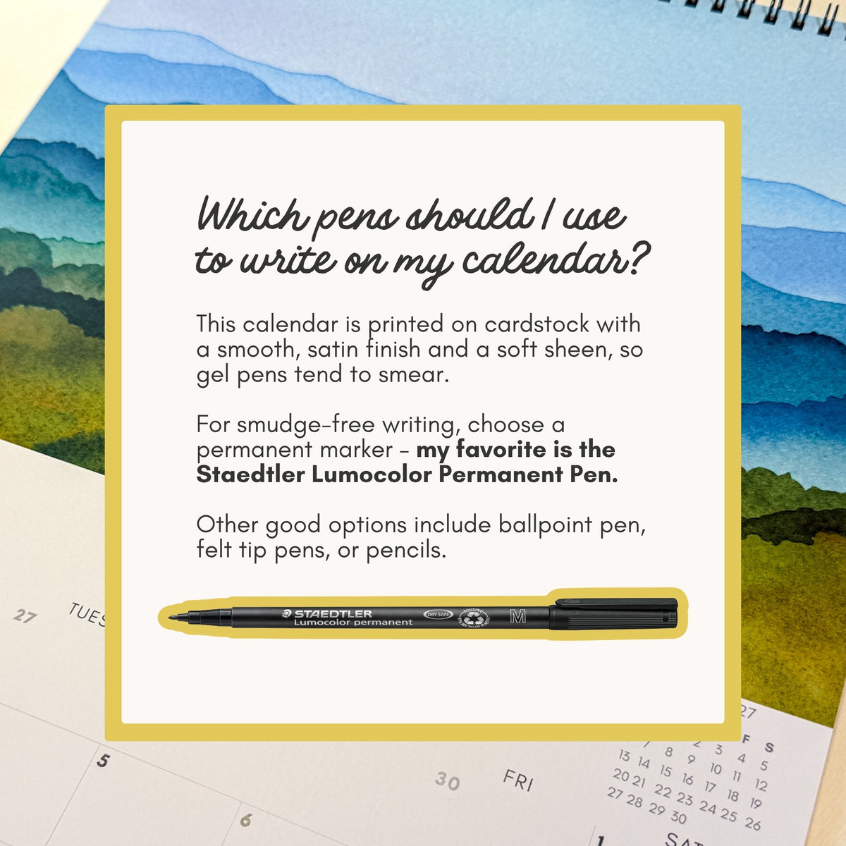 2027 Mountain Calendar — Watercolor Wall Art