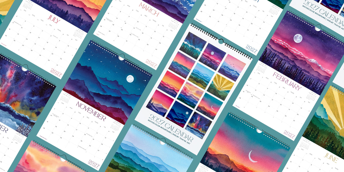 2027 Mountain Calendar — Watercolor Wall Art