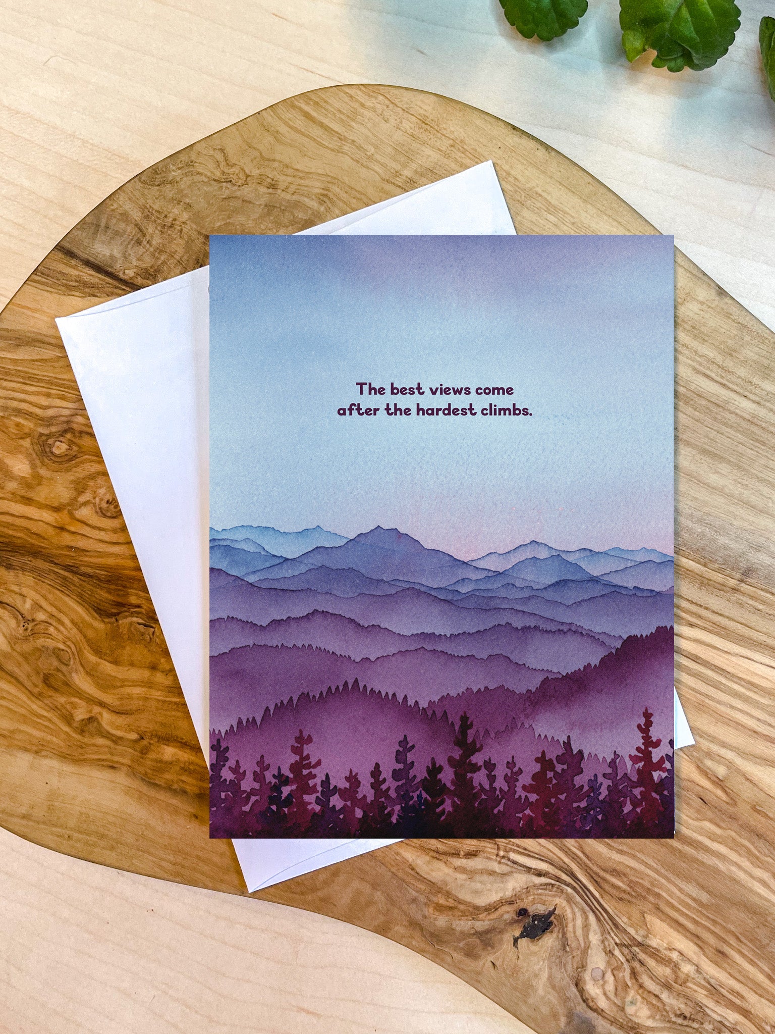 The Best Views | Mountain Quote Greeting Card | Inspirational Watercolor Art