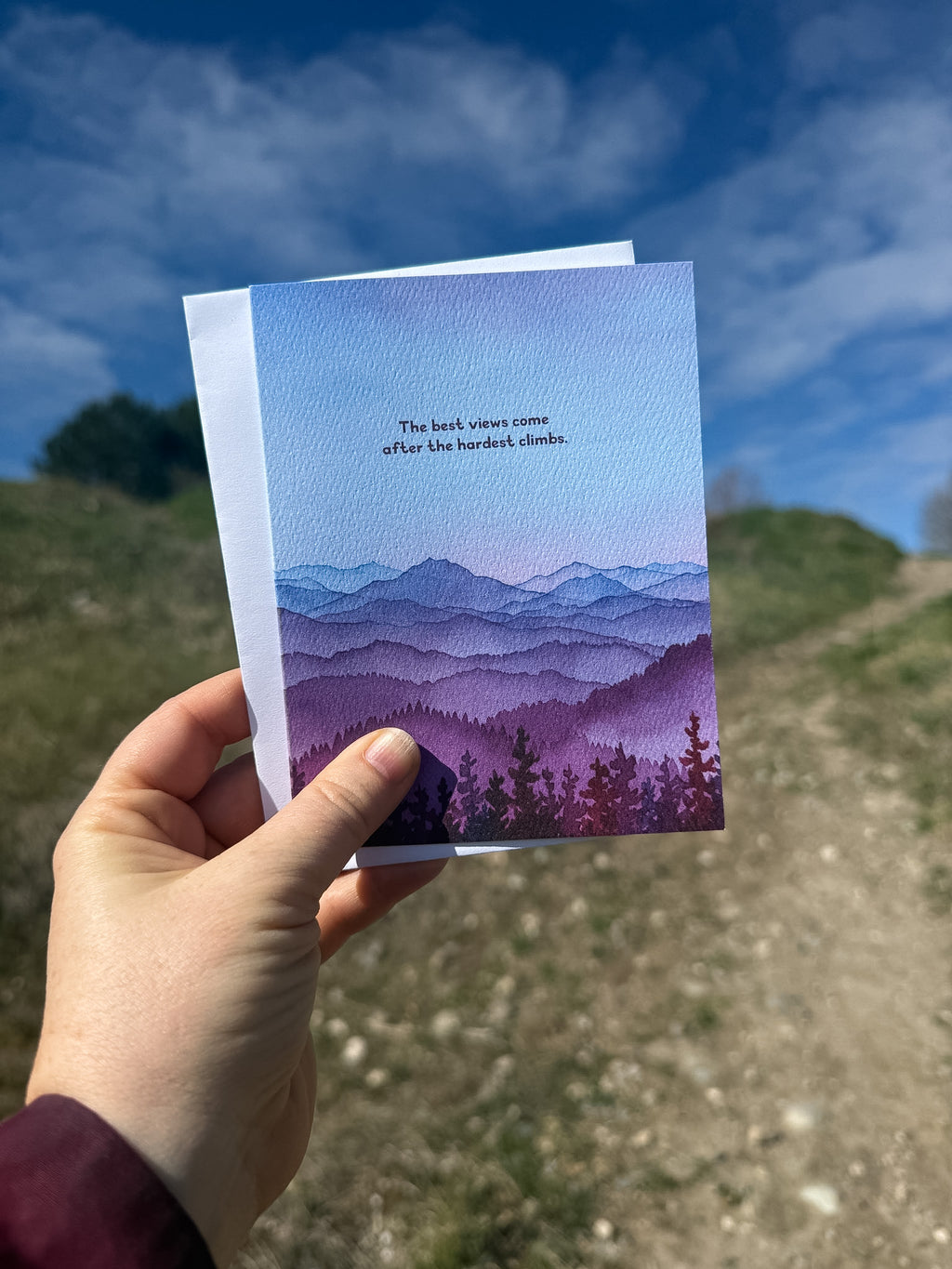 The Best Views | Mountain Quote Greeting Card | Inspirational Watercolor Art