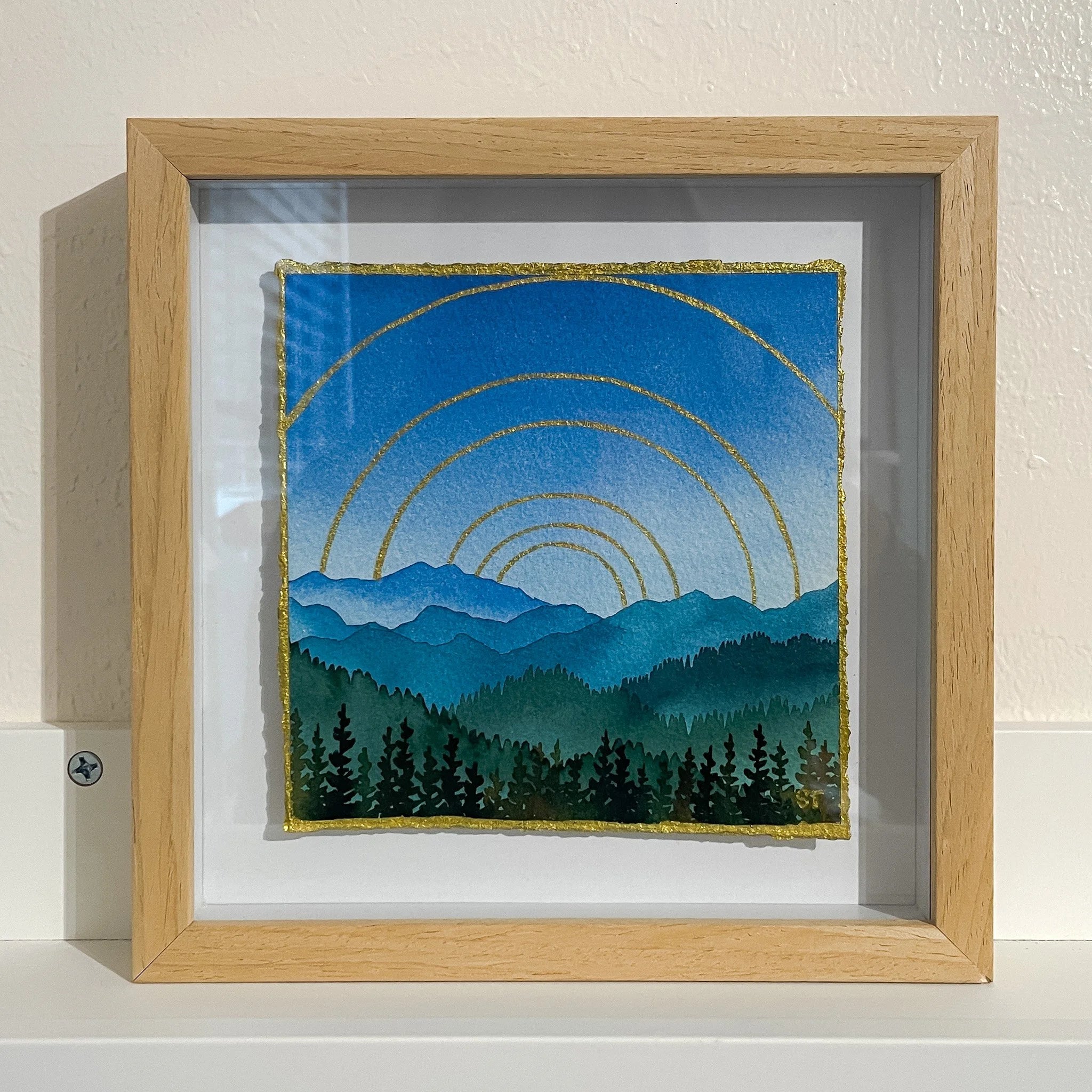 My Favorite Mountain View II - a mini framed watercolor landscape painting