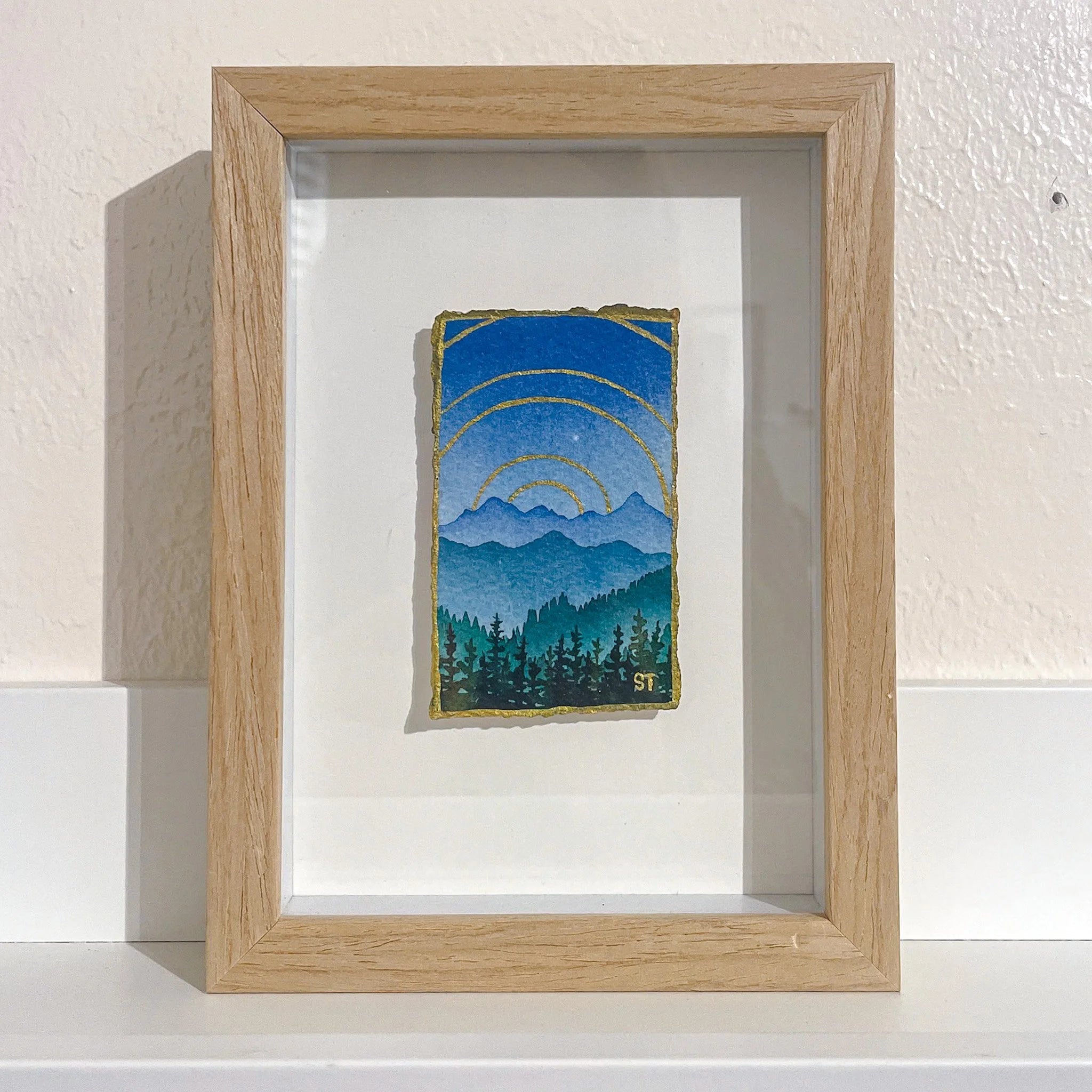 A Little Gratitude - a mini framed blue mountain sunshine painting
