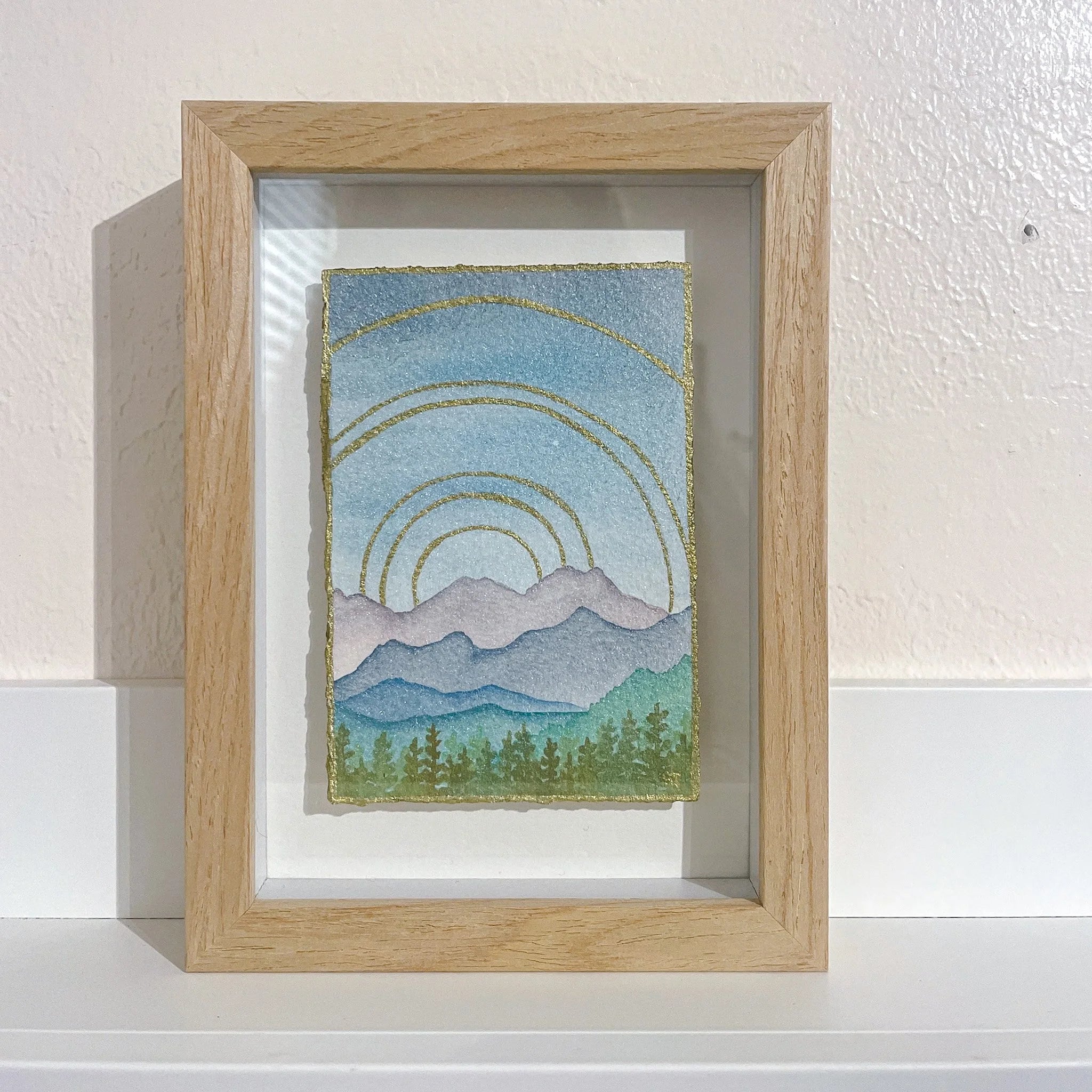 Better Days - a framed shimmery mountain landscape painting