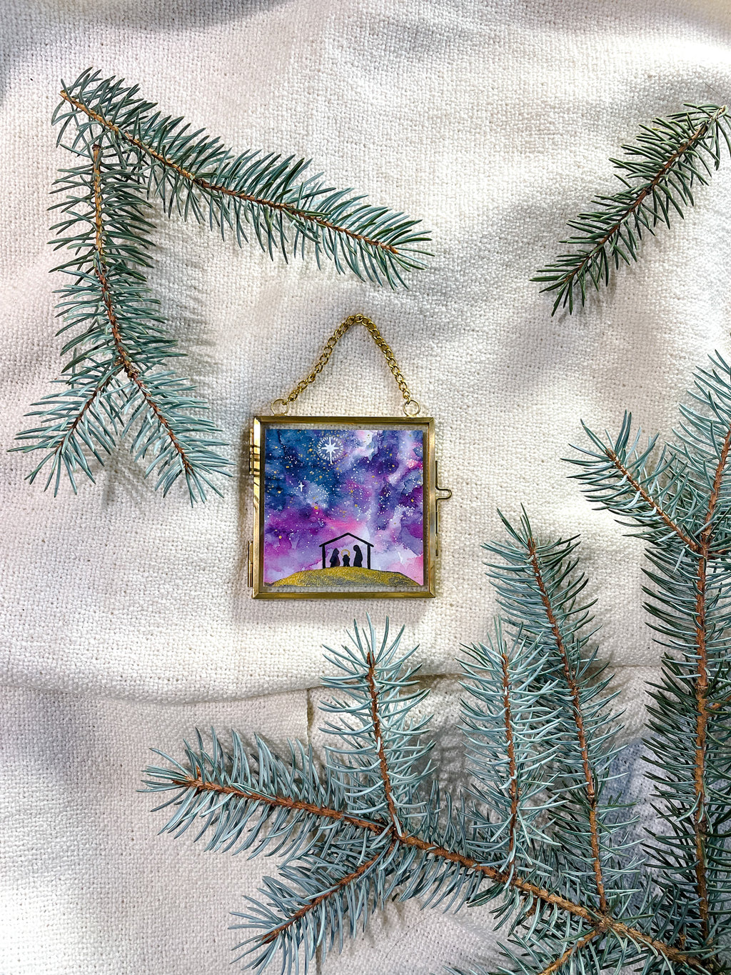 Oh Come Let Us Adore Him (Framed Ornament)