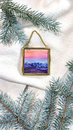 Mountain Sunset Winter Landscape (Framed Ornament)