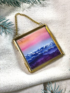 Mountain Sunset Winter Landscape (Framed Ornament)