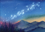 Milky Way in the Pacific Northwest – Original Watercolor Landscape (9x12in Unmatted)