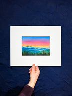 Mountain Solace – Original Watercolor Rainbow Landscape (Matted to 11x14)
