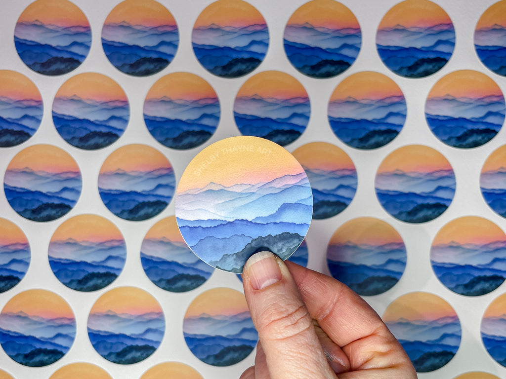 Blue Ridge Mountain Sunrise 2" Vinyl Water Bottle Sticker