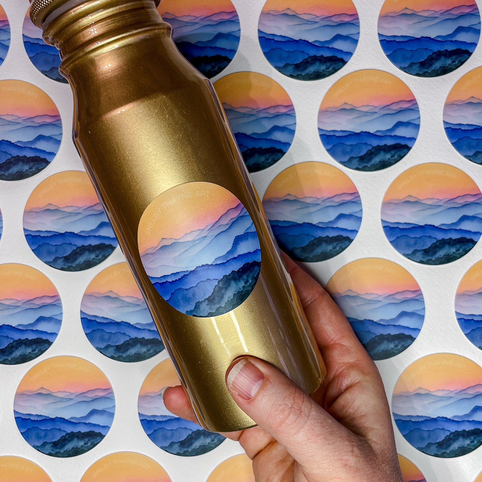 Blue Ridge Mountain Sunrise 2" Vinyl Water Bottle Sticker