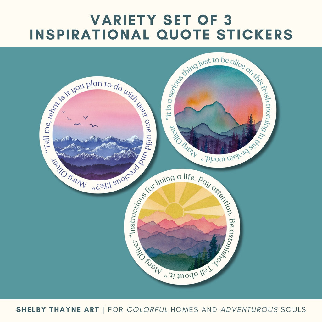Inspirational Quote Nature Vinyl Stickers Variety Pack of 3