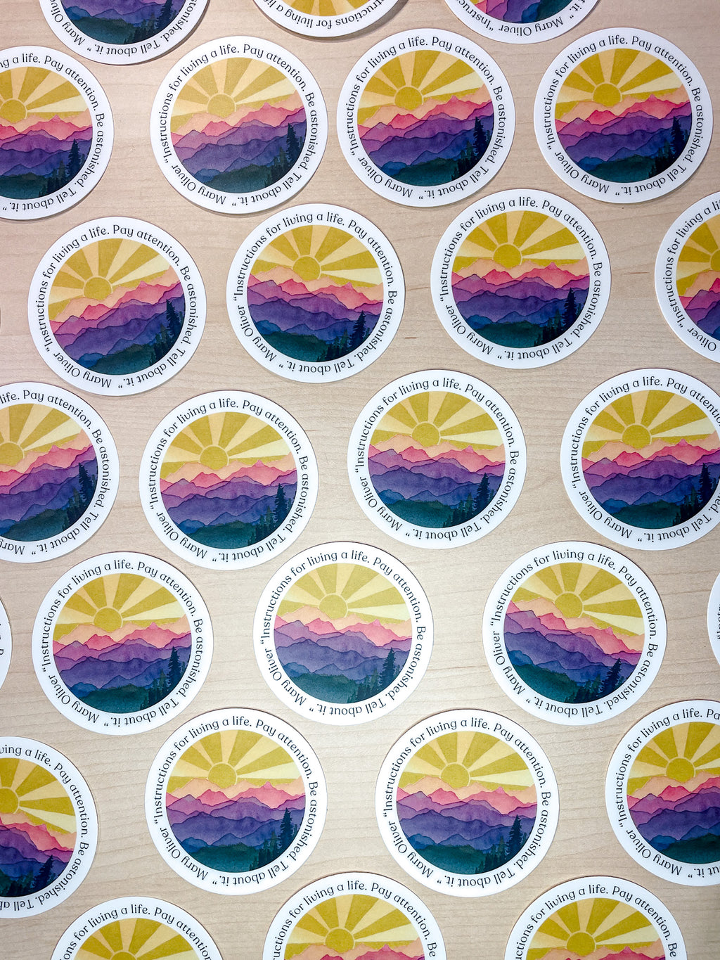 "Instructions for Living a Life"  Inspirational Quote Vinyl Sticker