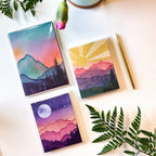 Watercolor Mountain Landscape Art Cards – Blank Greeting Cards, Recycled Paper