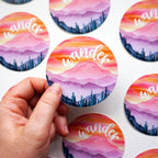 Wander Watercolor Mountain Vinyl Sticker – Laptop, Water Bottle Decal