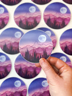 Grand Tetons Full Moon Vinyl Sticker – Mountain Art Decal