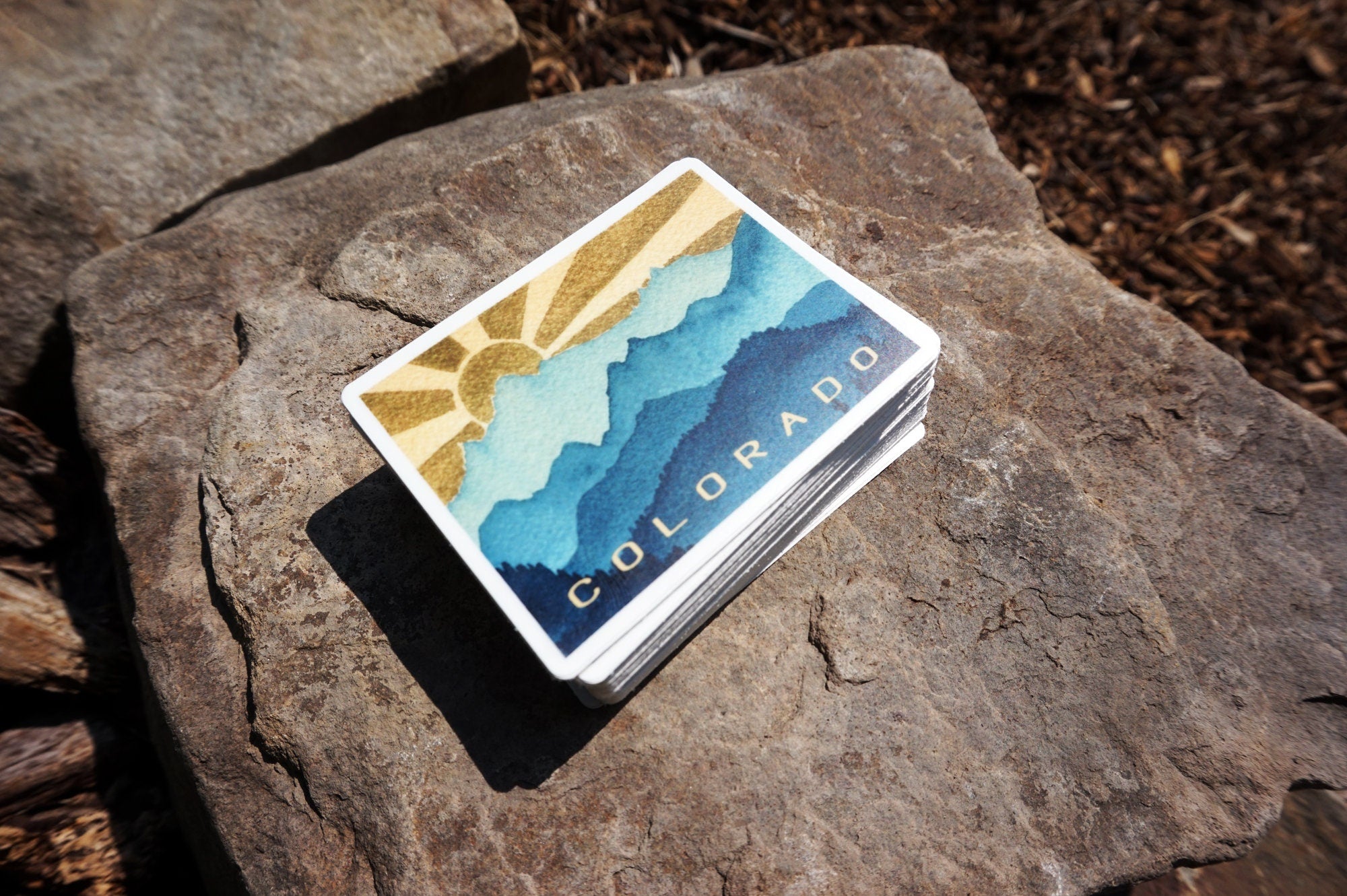 Colorado Mountain Watercolor Vinyl Sticker – Laptop, Water Bottle Decal