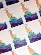 Idaho Mountain Vinyl Sticker – Watercolor Art, Laptop Decal