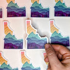 Idaho Mountain Vinyl Sticker – Watercolor Art, Laptop Decal