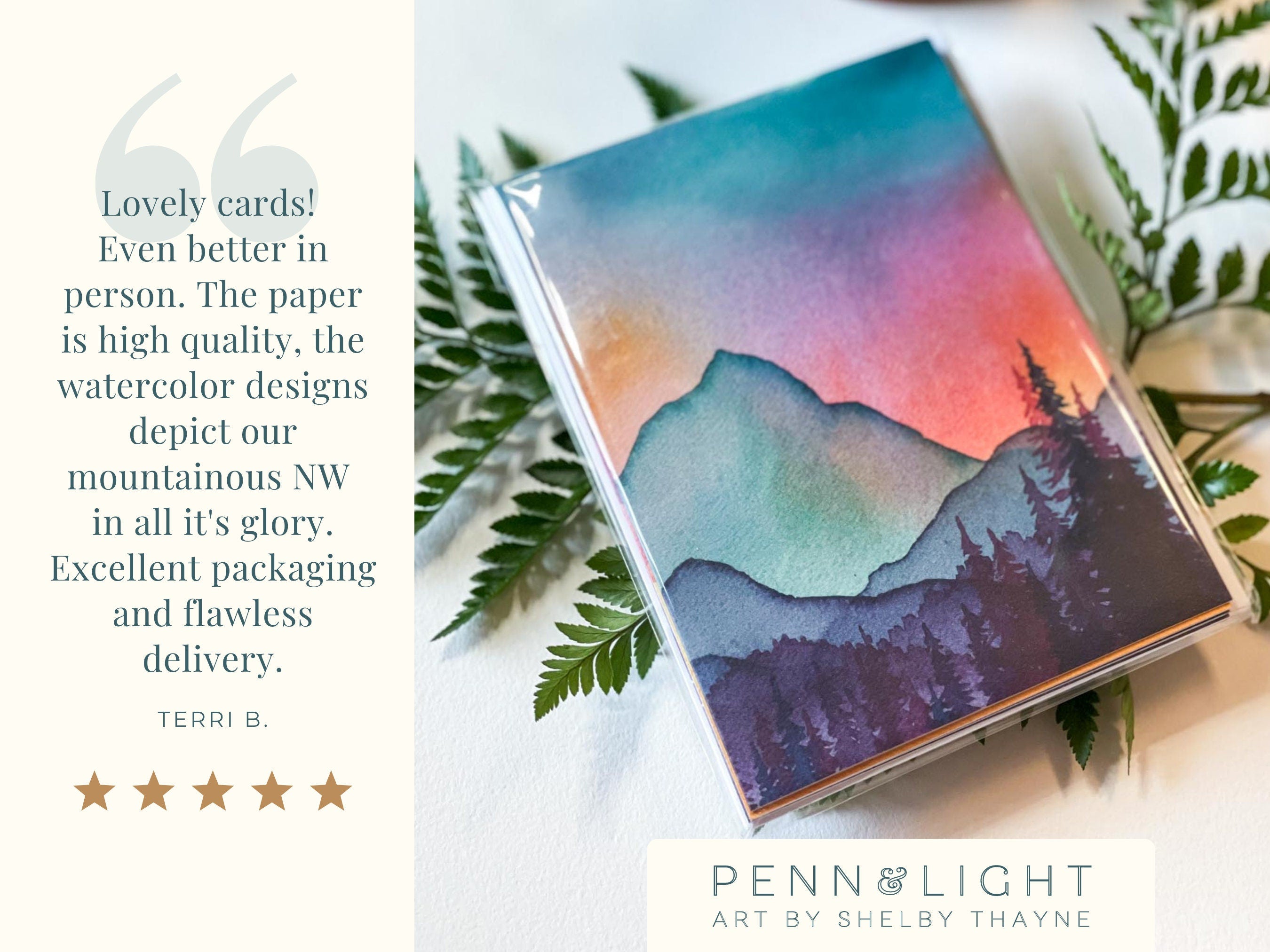 Mountain Sunshine Cards | 8 assorted cards with envelopes | Blank All-Occassion Cards