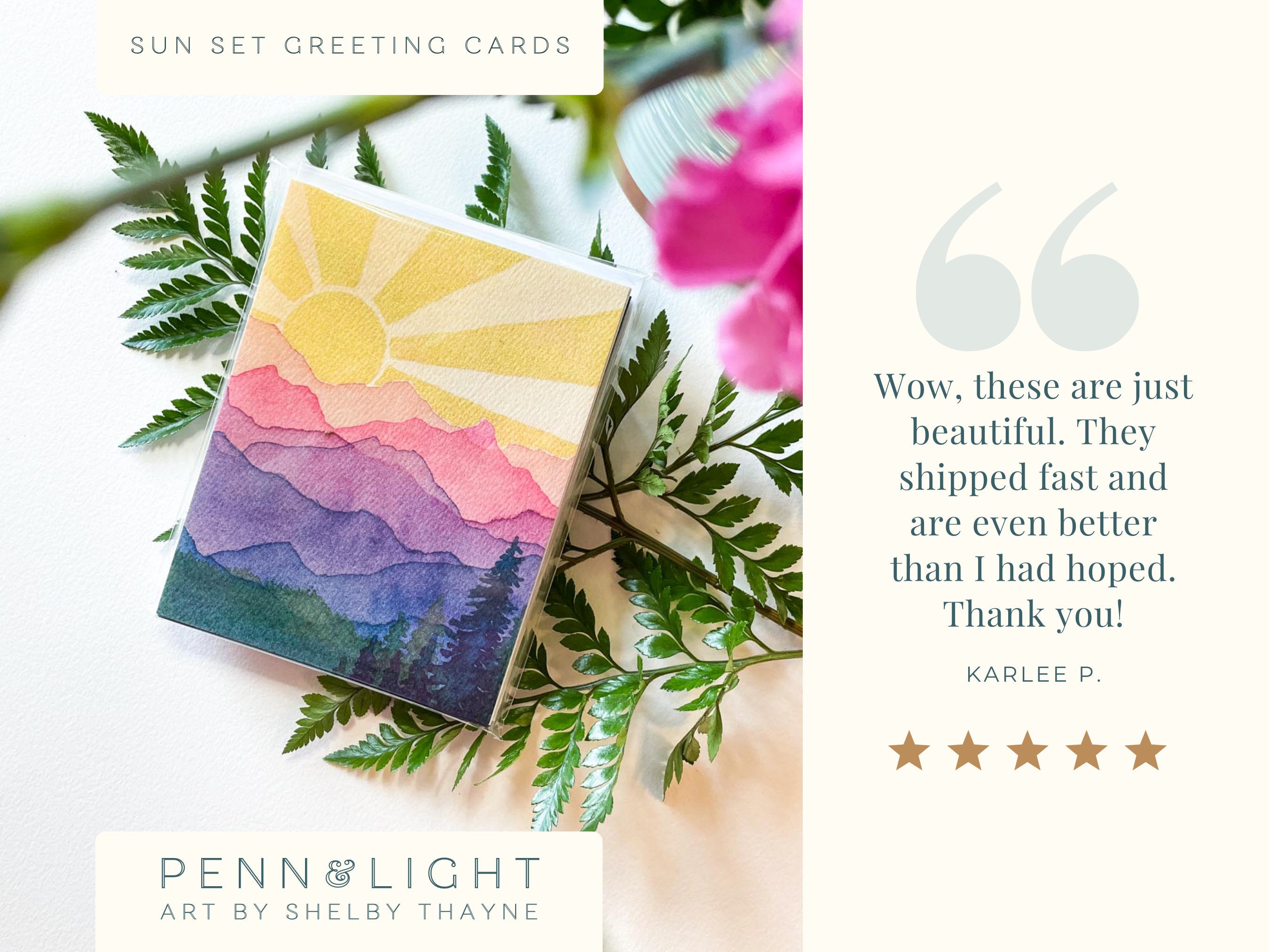 Watercolor Mountain Landscape Art Cards – Blank Greeting Cards, Recycled Paper