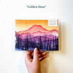 Golden Hour Mt. Rainier Watercolor Mountain Fine Art Print