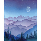 November Moon Watercolor Mountain Fine Art Print
