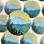 Watercolor Mountain Sticker – Sunny Turquoise Vinyl Decal